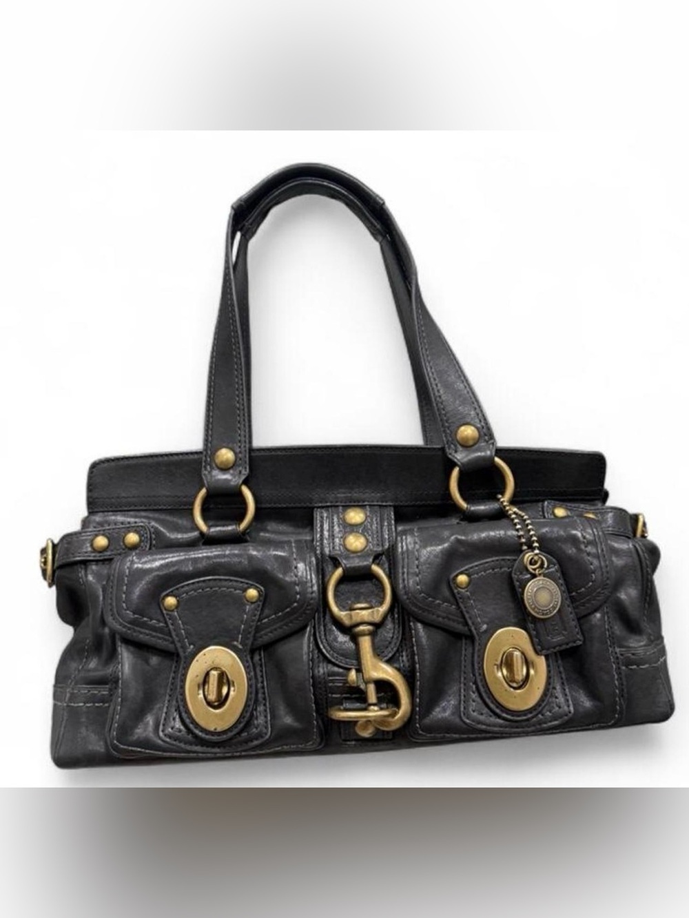Vintage Coach Flap Legacy Satchel Bag Black Leather 65th Anniversary